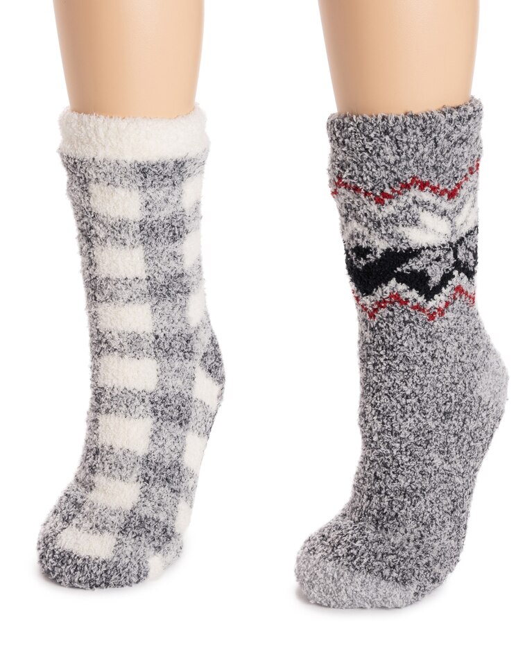 MUK LUKS® Womens Cozy Sherpa Lined Cabin Sock 2Pr Pack image number 3