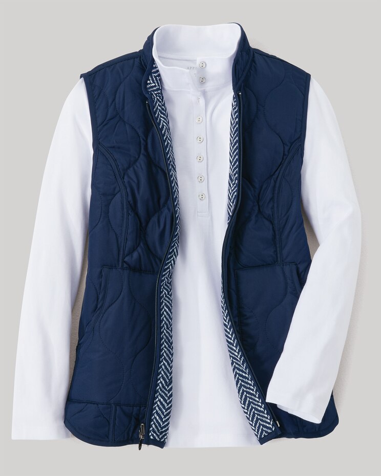 Reversible Herringbone-Print Vest image number 2