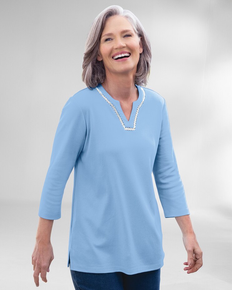 Lace-Edged Notch-Neck Tunic image number 1