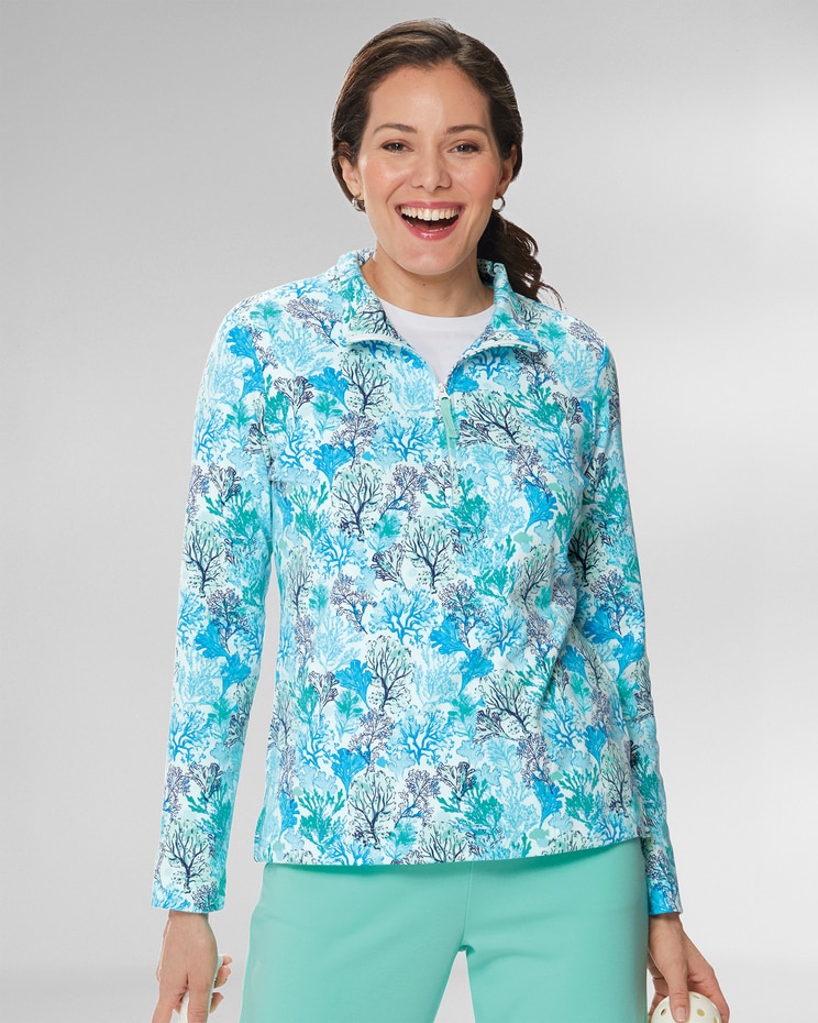 Everyday Knit Ocean Reef Quarter-Zip Top image number 1