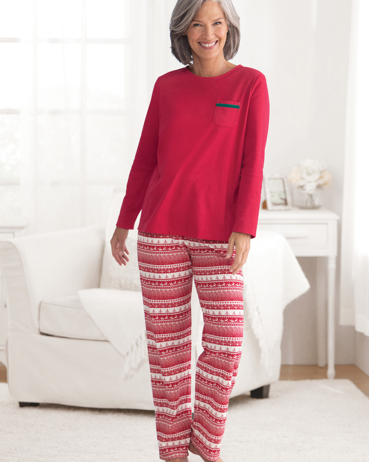 Nordic-Print Knit Pajamas image number 1