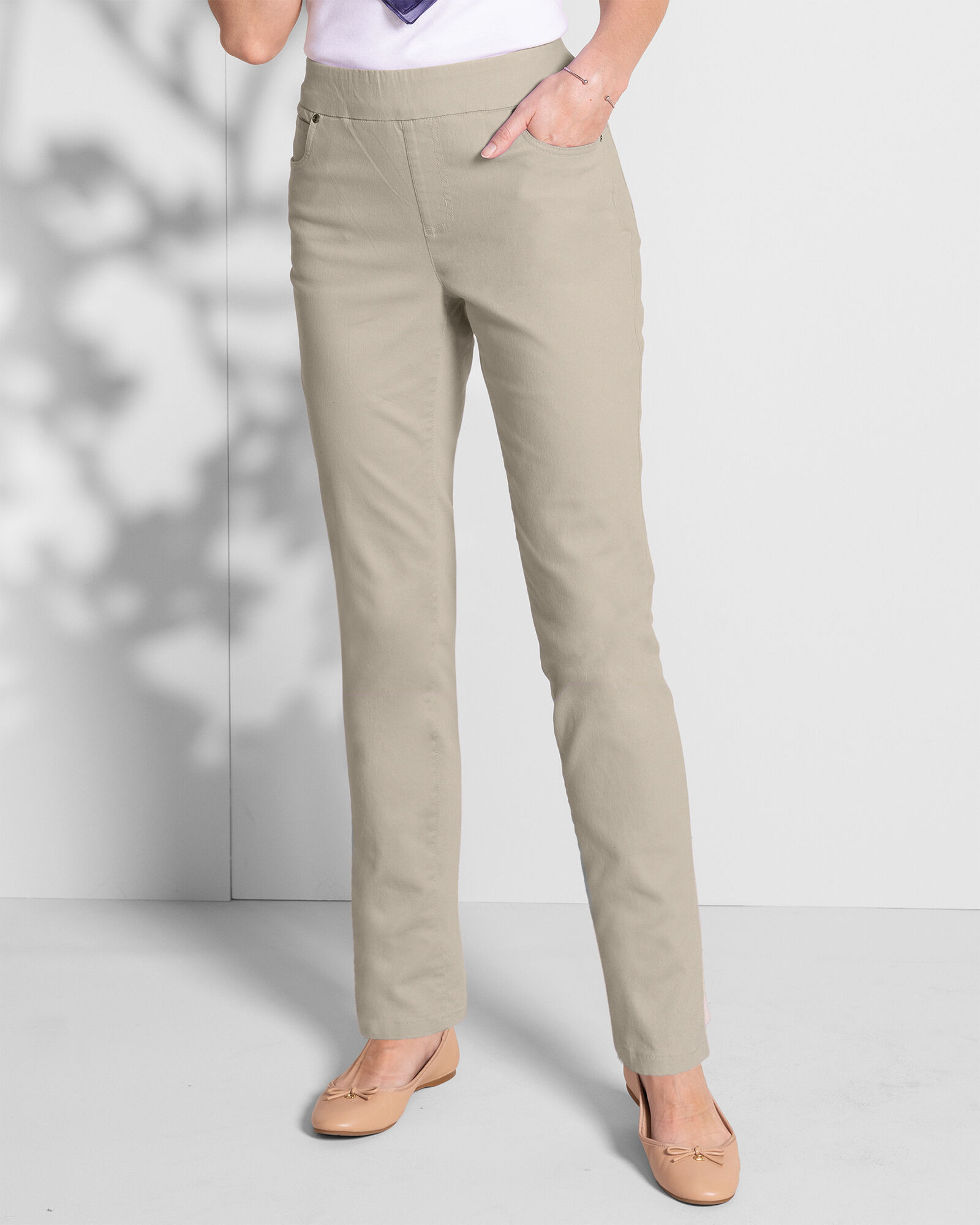 Simple Project Pleated Straight Leg Pants-Beige