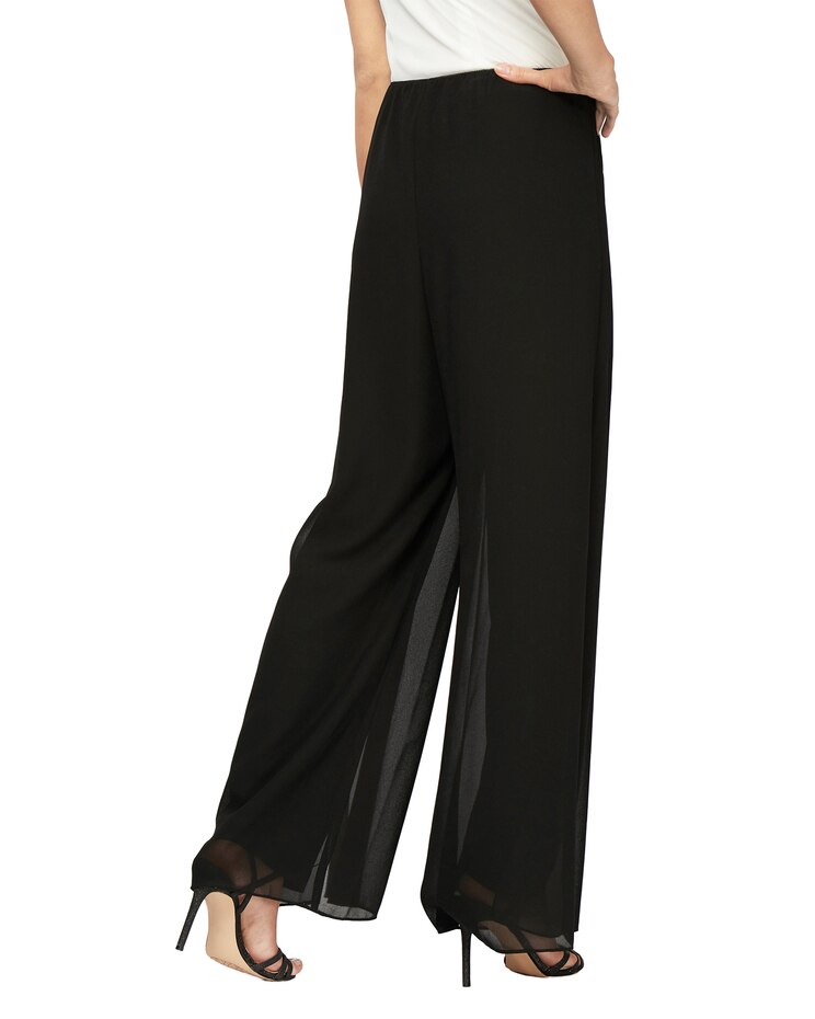 Straight Leg Pant with Georgette Split Leg Overlay image number 2