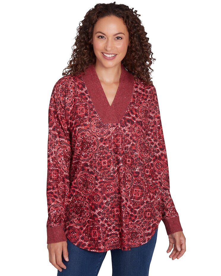 Ruby Rd® Cozy Season Knit Leopard Top image number 1