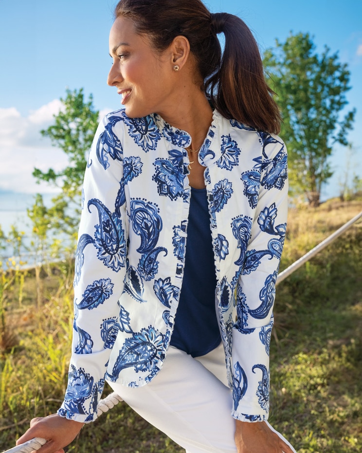Porcelain Paisley Ruffle-Trim Jacket image number 2