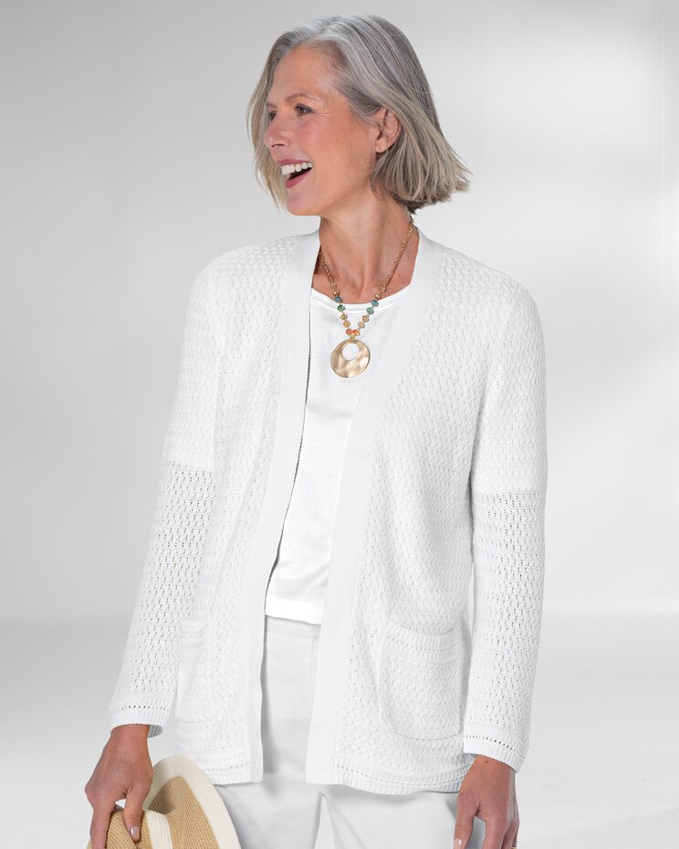 Linen/Cotton Basketweave Cardigan image number 1