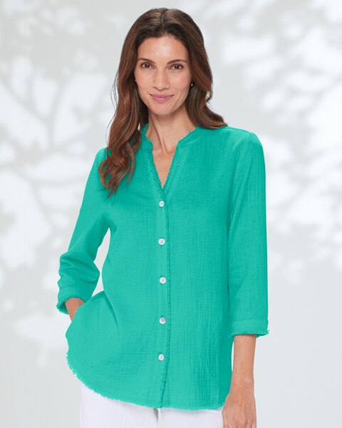 Nantucket Cotton Fringed Button-Front Tunic