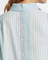 Therese Thin Varigated Seersucker Stripe 3/4 Sleeve Popover Shirt thumbnail number 6