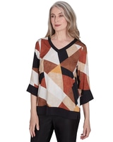 Alfred Dunner® Rue Rivoli V-Neck Patchwork Sweater thumbnail number 3