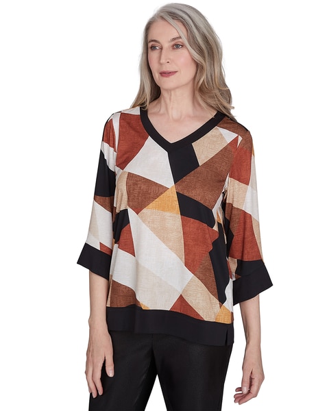Alfred Dunner® Rue Rivoli V-Neck Patchwork Sweater