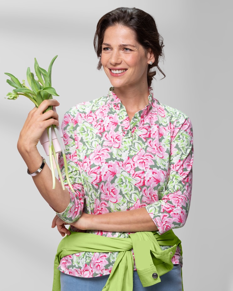Prima™ Cotton Rose Garden Ruffle-Neck Tee image number 1