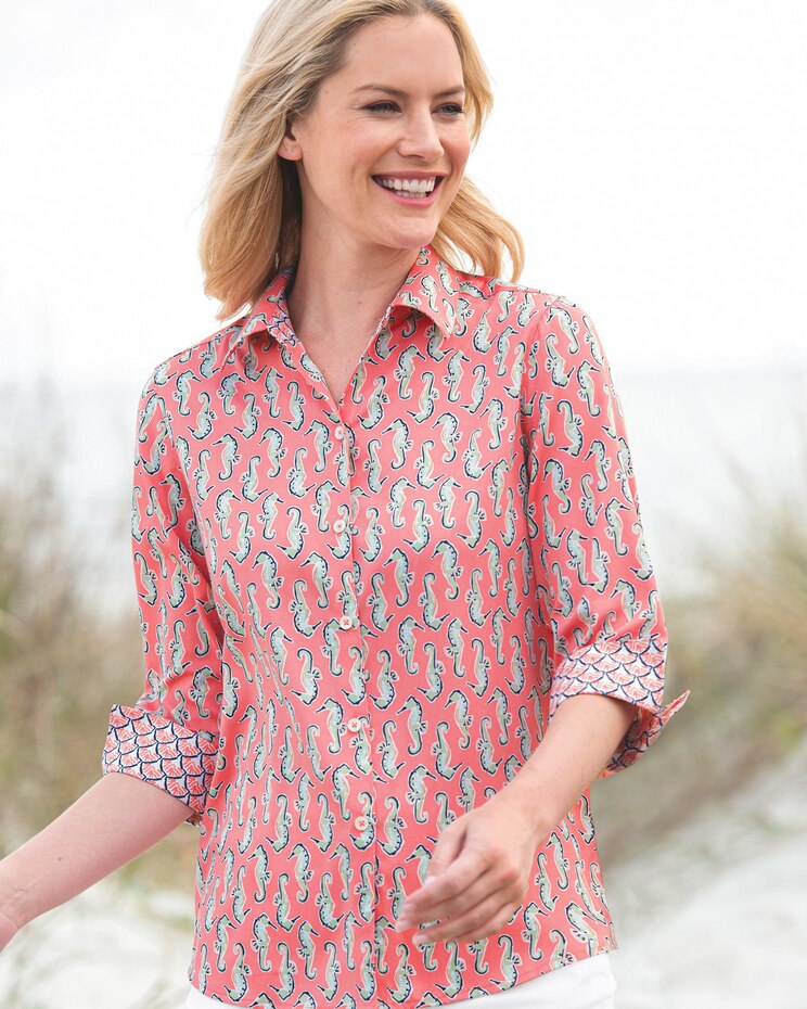 Foxcroft® Seahorse Wrinkle-Free Cotton Shirt image number 1