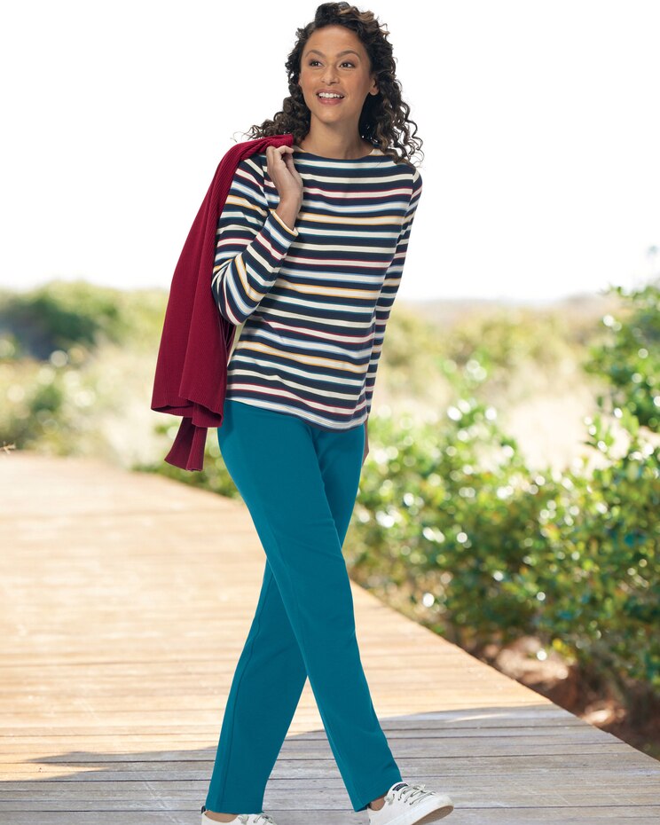 Multi-Stripe Bateau-Neck Tee image number 2