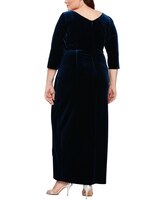 Long Surplice Neckline Velvet Dress by Alex Evenings thumbnail number 2