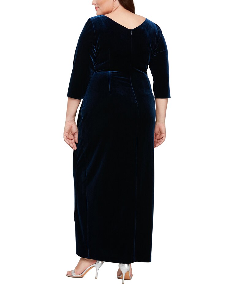 Long Surplice Neckline Velvet Dress by Alex Evenings image number 2