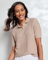 Linen/Cotton Honeycomb Polo thumbnail number 1