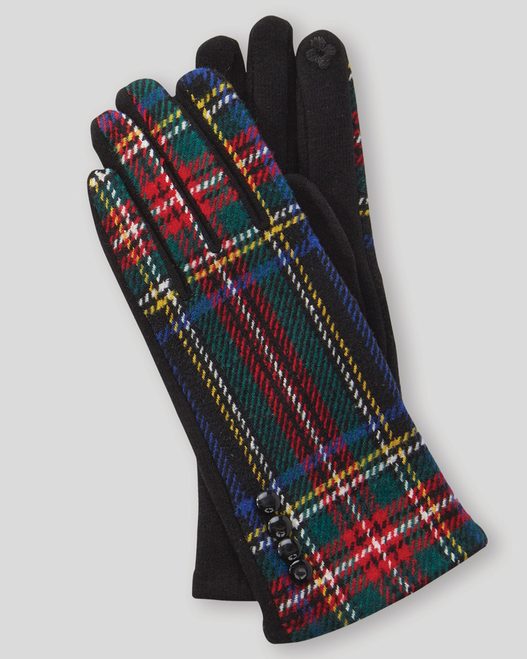 Tartan Plaid Gloves with Touch Screen Finger image number 1