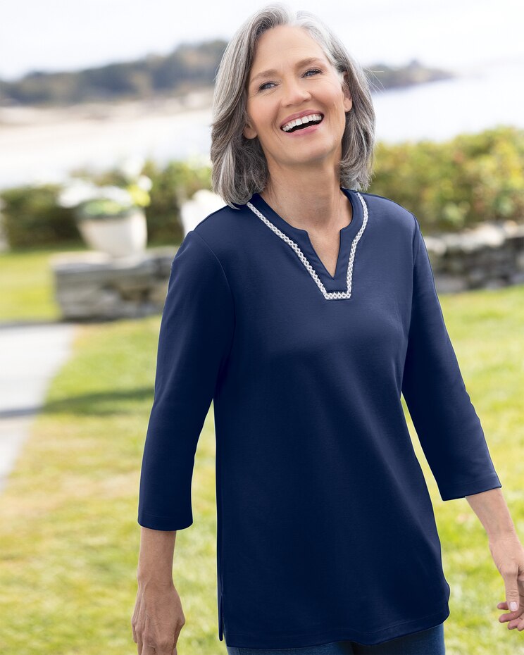 Lace-Edged Notch-Neck Tunic image number 1