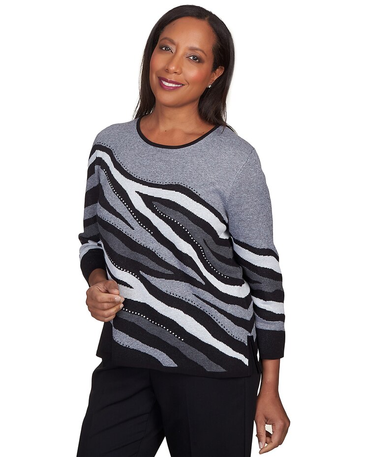 Alfred Dunner® Classics Animal Jacquard Beaded Top image number 3