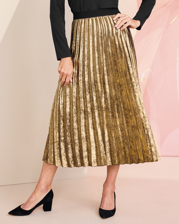 Metallic Pleated Skirt image number 1