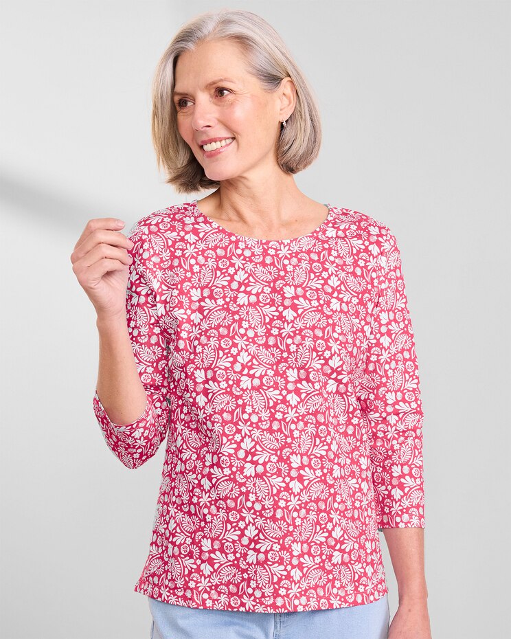 Prima™ Cotton Stenciled Floral Tee  image number 1
