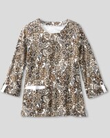 Essential Cotton Sedona Batik-Print Roll-Sleeve Tee  thumbnail number 1