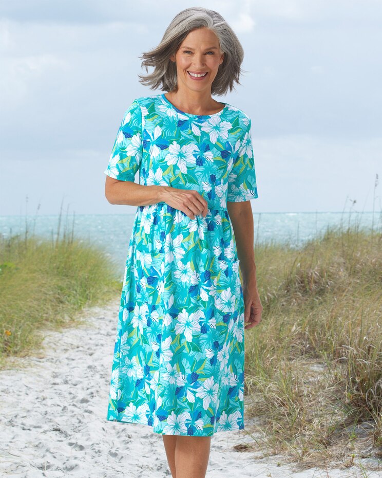 Tropical Floral Boardwalk Knit Weekend Dress image number 1