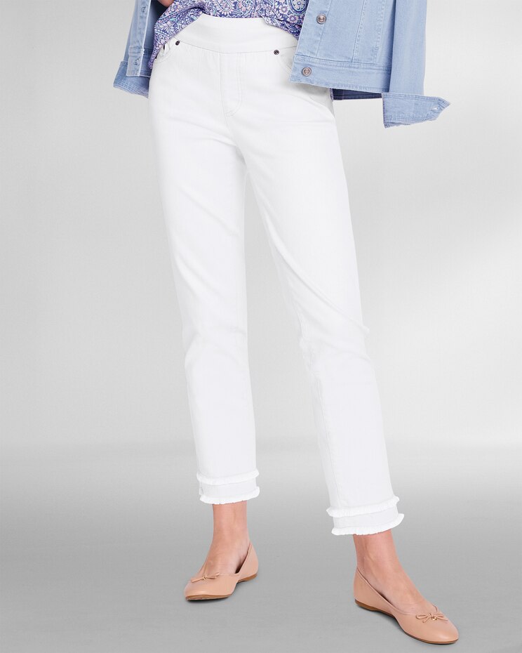 SlimSation® Double-Fringe Denim Ankle Pants image number 1