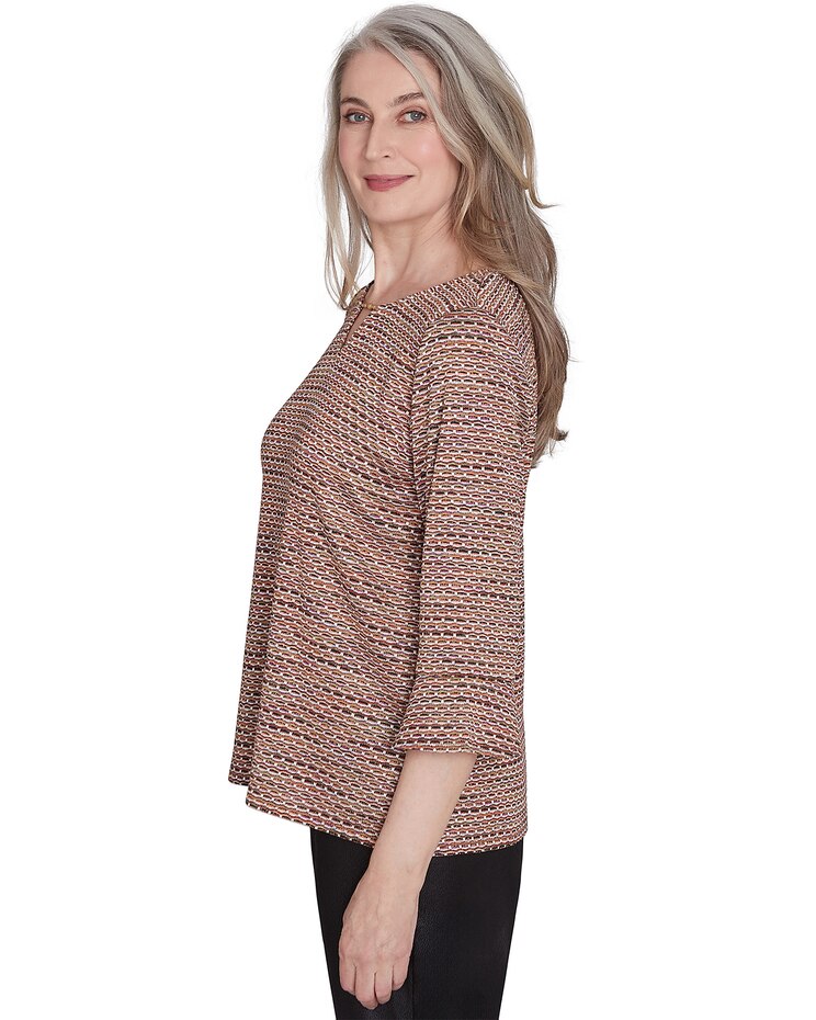 Alfred Dunner® Rue Rivoli Beaded Split Neck Space Dye Top image number 4