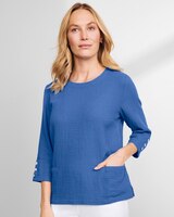 Nantucket Textured-Cotton Patch-Pocket Popover thumbnail number 1
