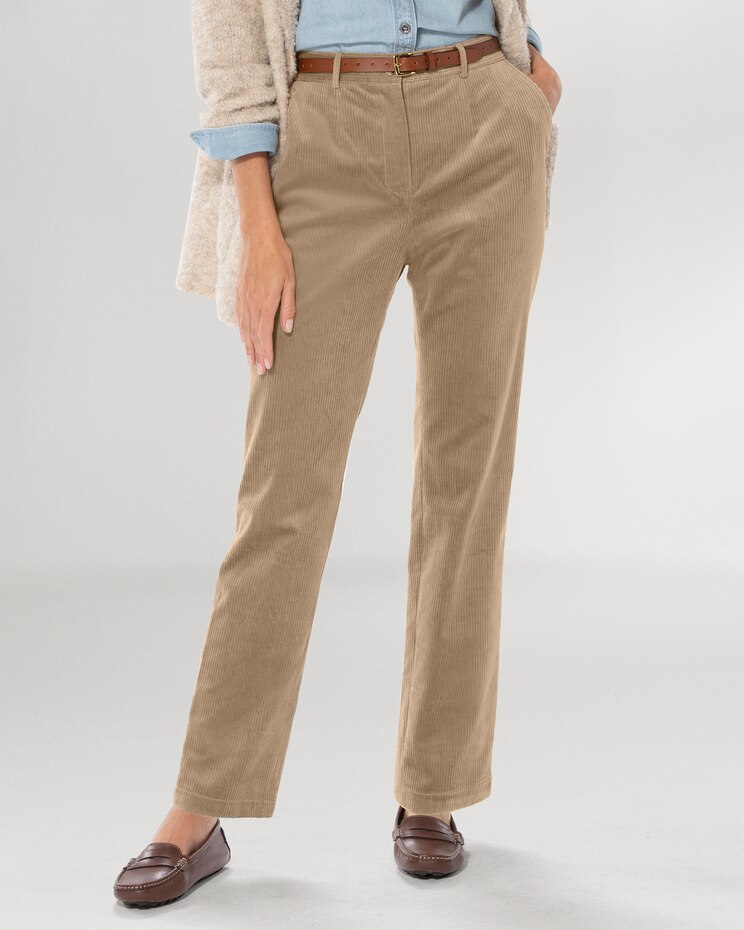 Stretch Wide-Wale Corduroy Fly-Front Pants image number 1