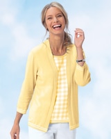 Tipped-Gingham Sweater Topper thumbnail number 1