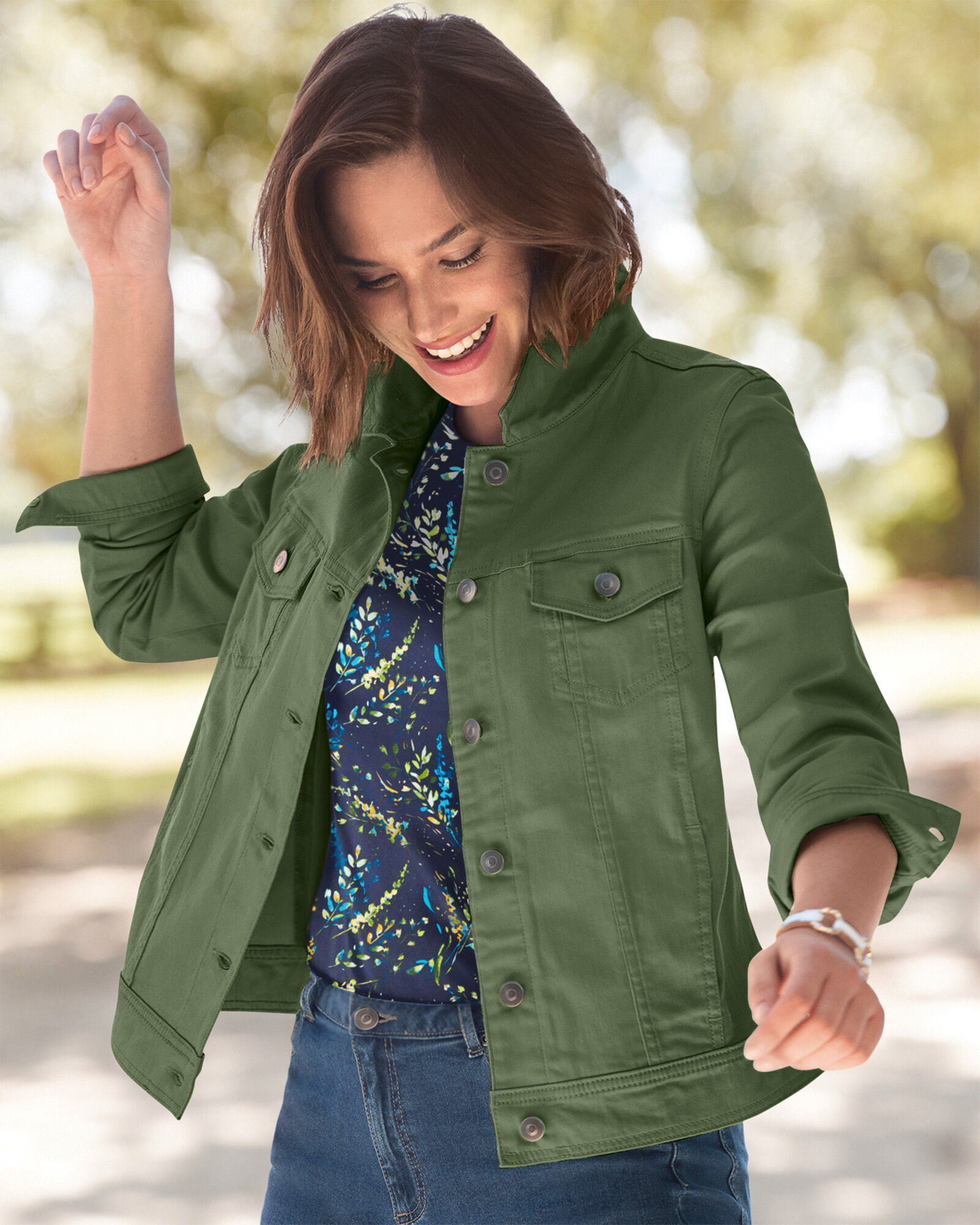 Colored jean jacket top