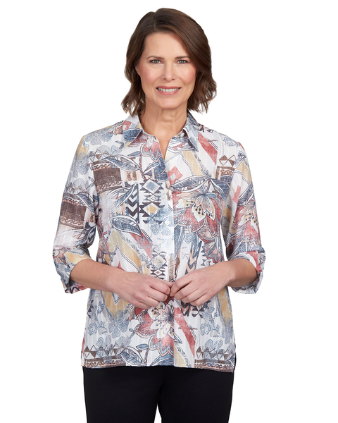 Alfred Dunner® Eclectic Floral Button Down Top