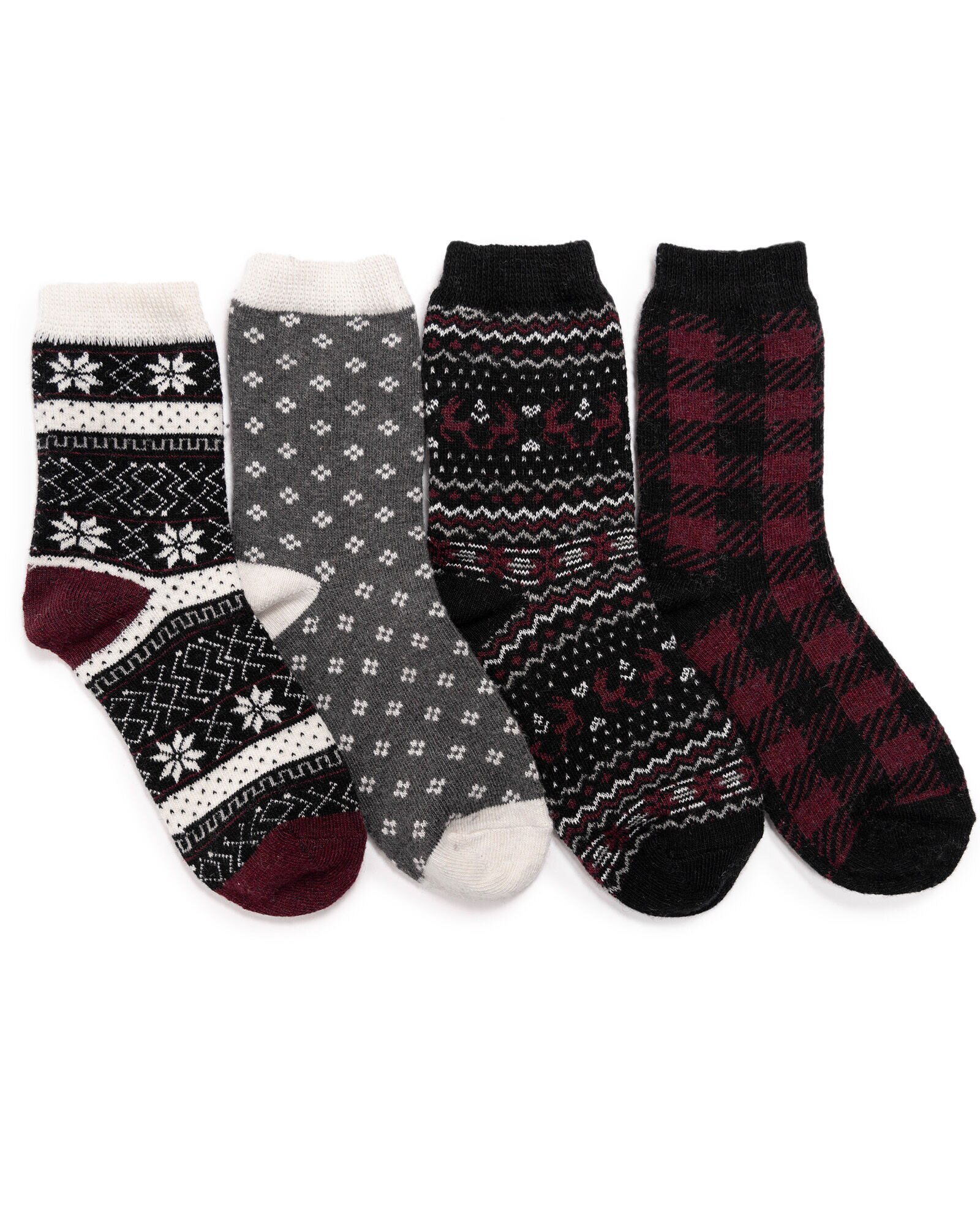 MUK LUKS Womens Holiday Boot Socks 4Pr Pack