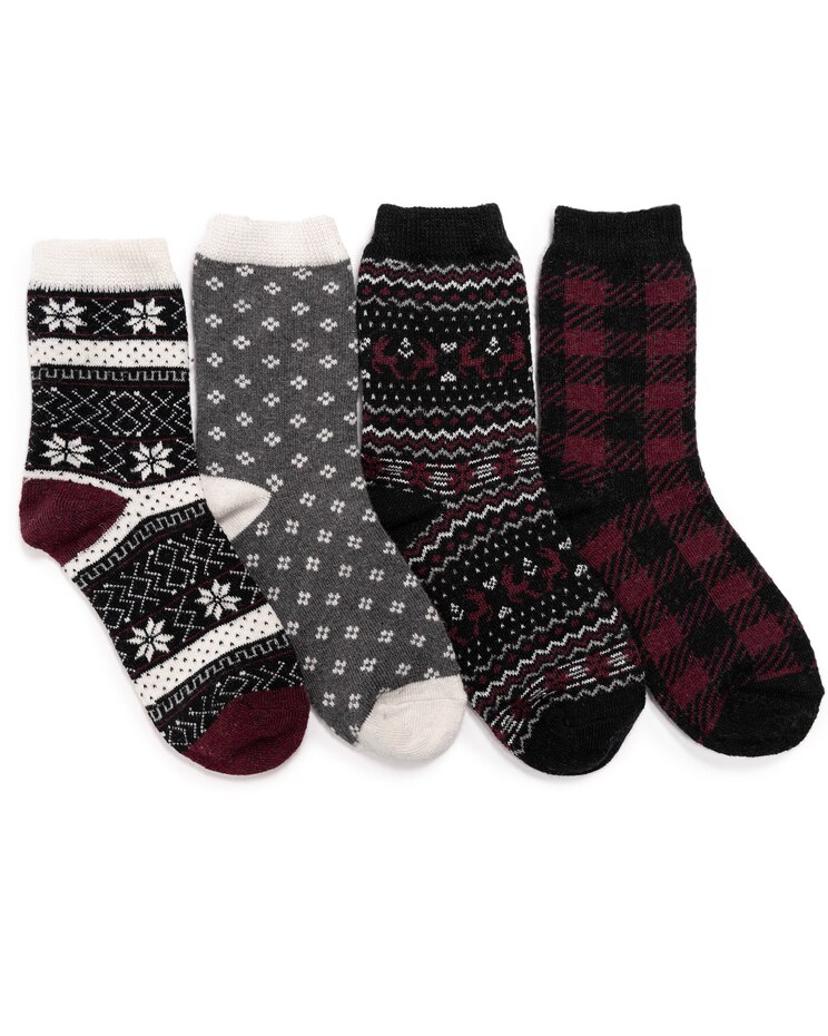 MUK LUKS® Womens Holiday Boot Socks 4Pr Pack image number 1