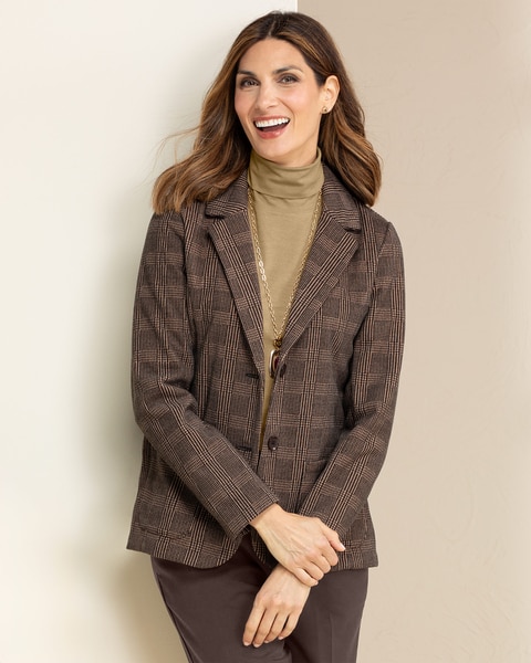 Glen Plaid Knit Blazer