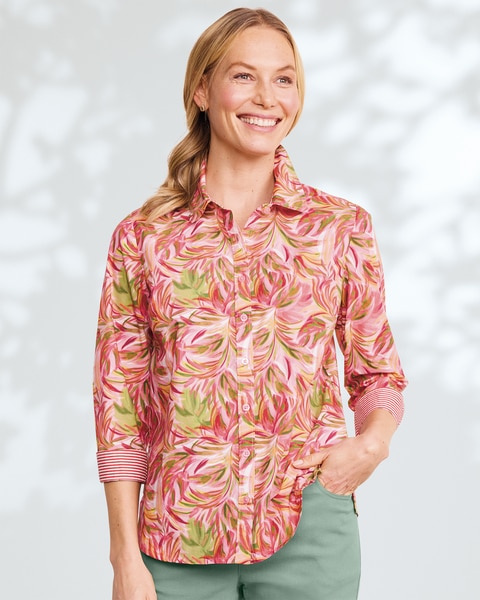 Painted Palms & Stripes Shirt