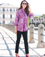 Patchwork-Print Ruffle-Collar Tunic thumbnail number 3