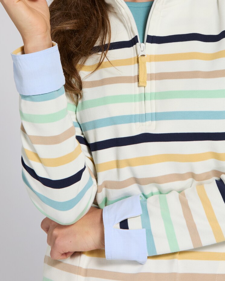 Everyday Knit Striped Quarter-Zip Top image number 3
