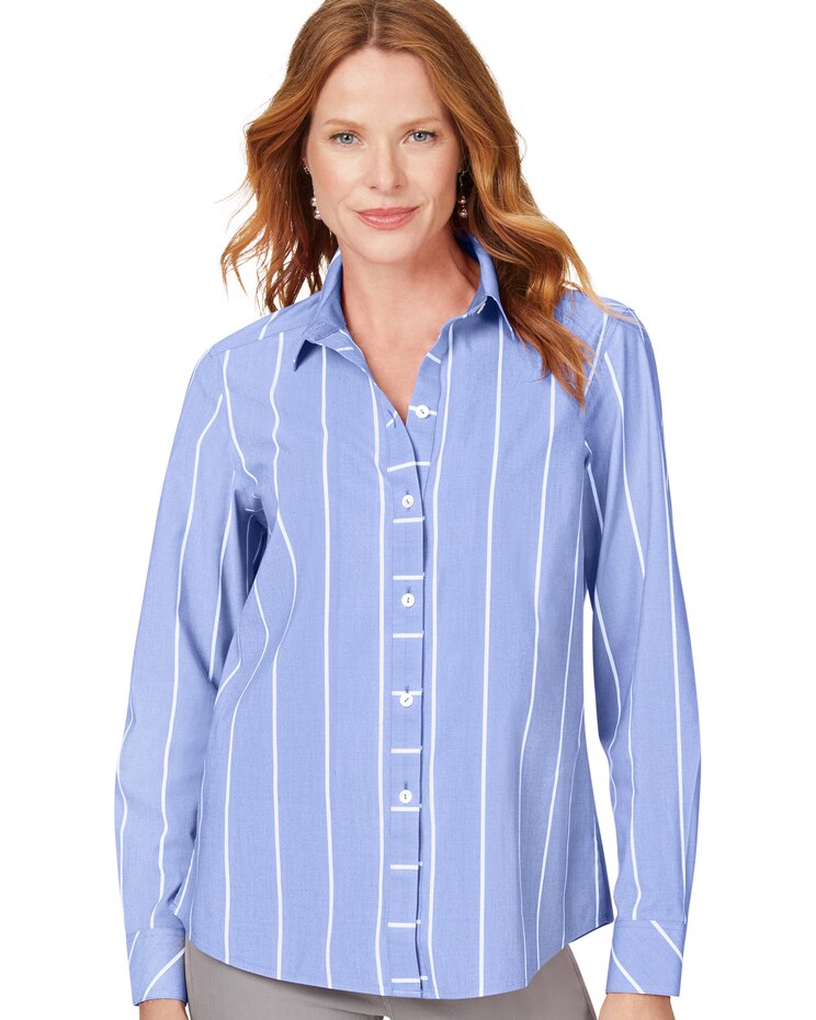 Foxcroft Ava Stretch Non-Iron Simply Stripe Shirt image number 1