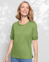 Linen-Blend Elbow-Sleeve Tee thumbnail number 1