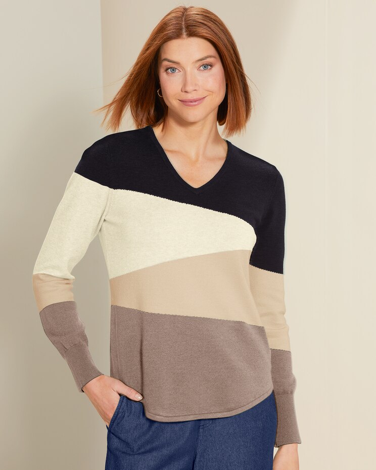 Colorblocked V-Neck Sweater image number 1
