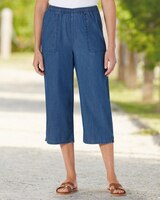 Tencel/Cotton Denim Pull-On Capri thumbnail number 1