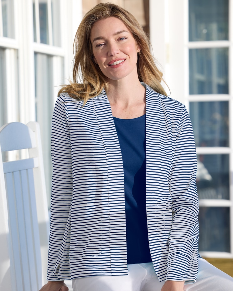 Coastal Cotton Striped Cardigan  image number 1
