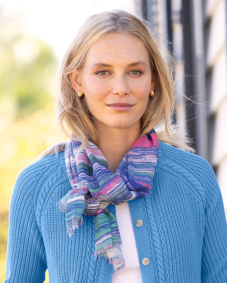 Watercolor Stripe Oblong Scarf image number 2