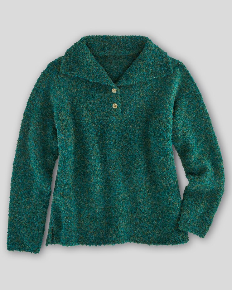 Luxe Bouclé Convertible-Collar Henley image number 5