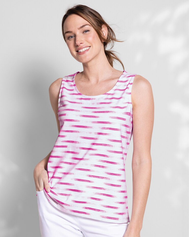Prima™ Cotton Painted-Stripe Scoopneck Tank image number 1