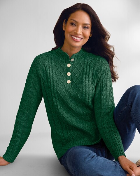 Bayside Cotton Cable Henley Sweater