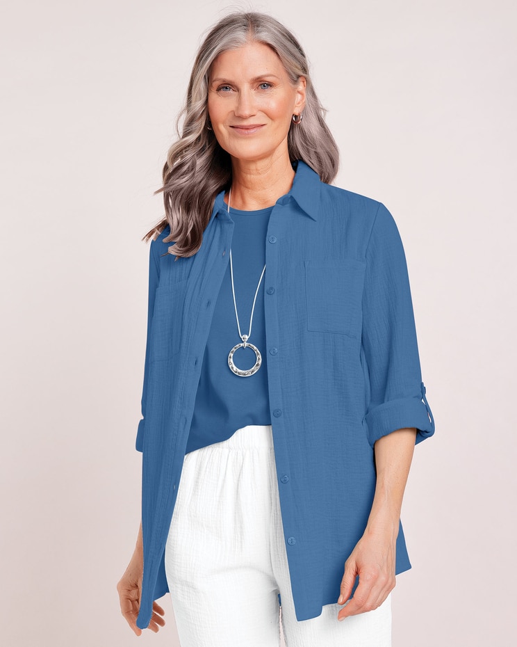 Gauze Button-Up Big Shirt image number 1